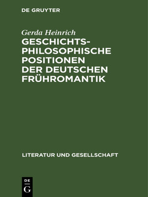 cover image of Geschichtsphilosophische Positionen der deutschen Frühromantik